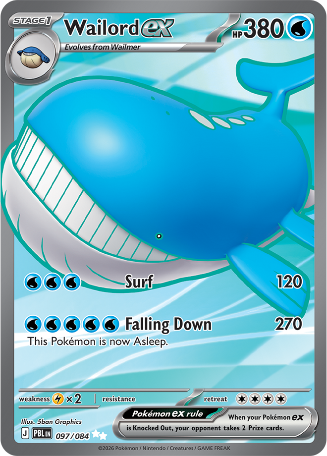 Wailord ex 097/084 card from ME05: Pitch Black