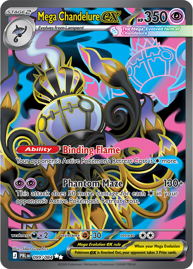 Mega Chandelure ex 099/084 card from ME05: Pitch Black