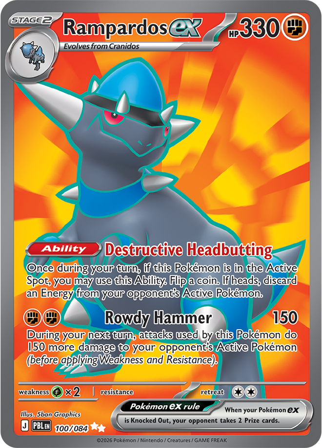 Rampardos ex 100/084 card from ME05: Pitch Black