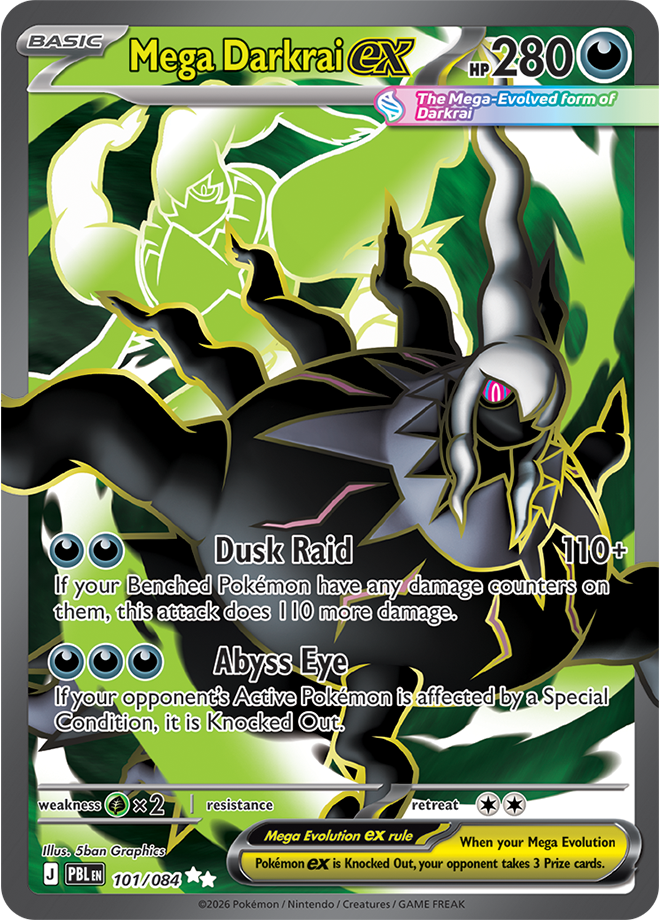 Mega Darkrai ex 101/084 card from ME05: Pitch Black