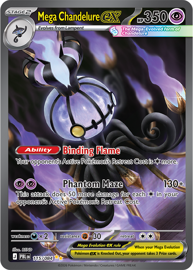 Mega Chandelure ex 115/084 card from ME05: Pitch Black