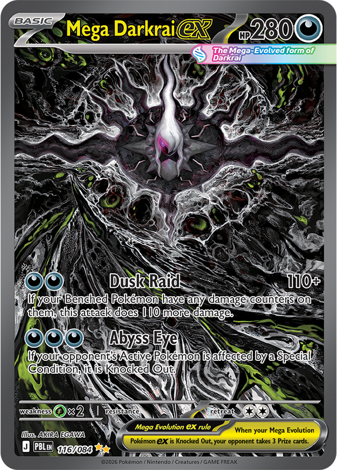Mega Darkrai ex 116/084 card from ME05: Pitch Black